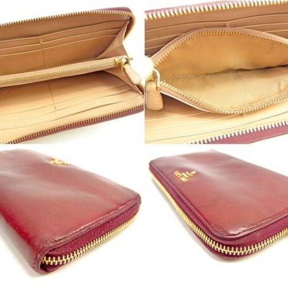 Prada Wallet Purse Long Wallet Red Woman Authentic Used - Picture 6 of 6